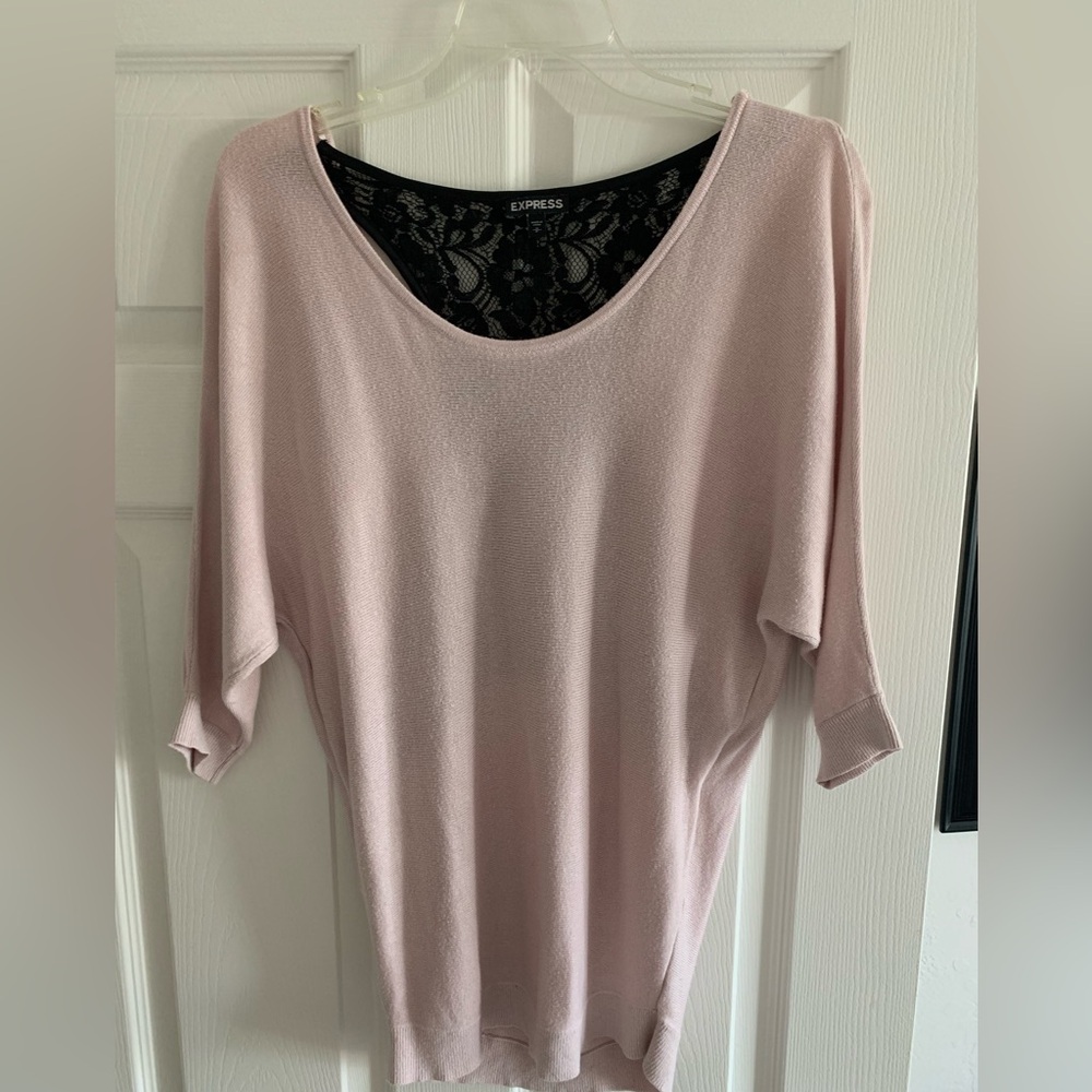 Express sweater top with black lace
